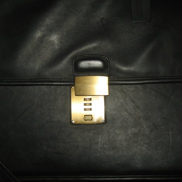 ❤️COACH DIPLOMAT 5353 Black Leather Attache Briefcase Valise w/Combo Lock … - Picture 4 of 10